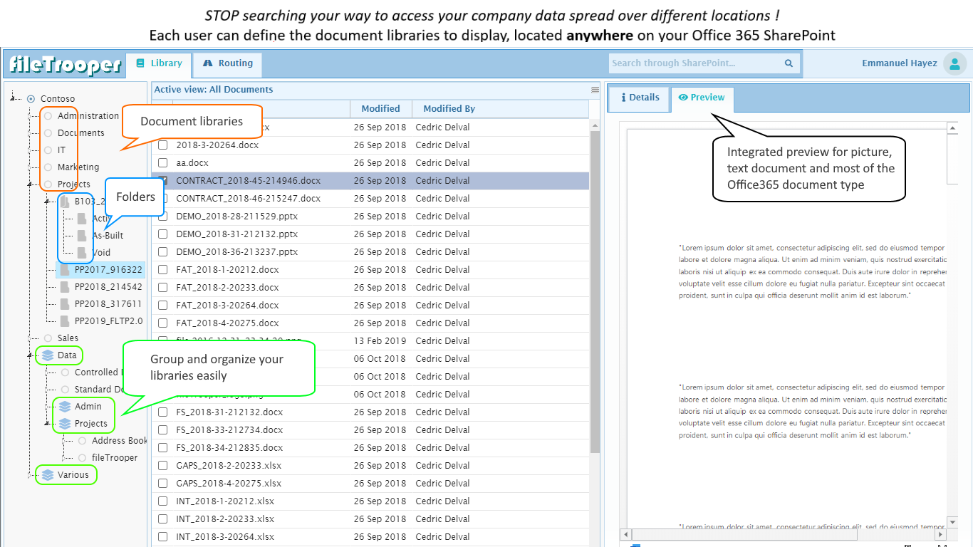 One place to manage your data: Add, rename and group your librairies