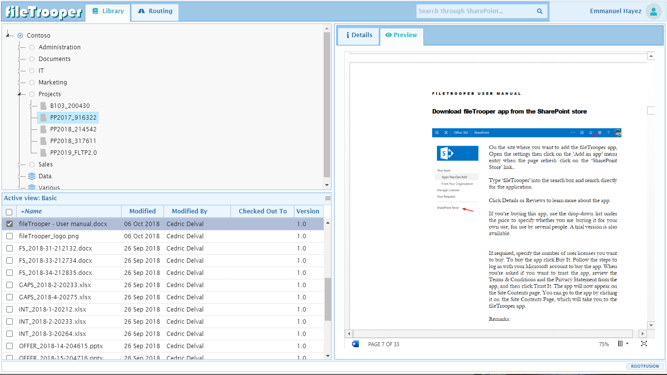 Integrated preview for any Office365 document